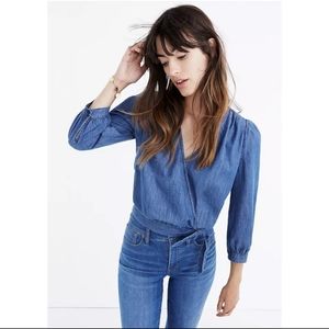 Madewell Denim Wrap Top